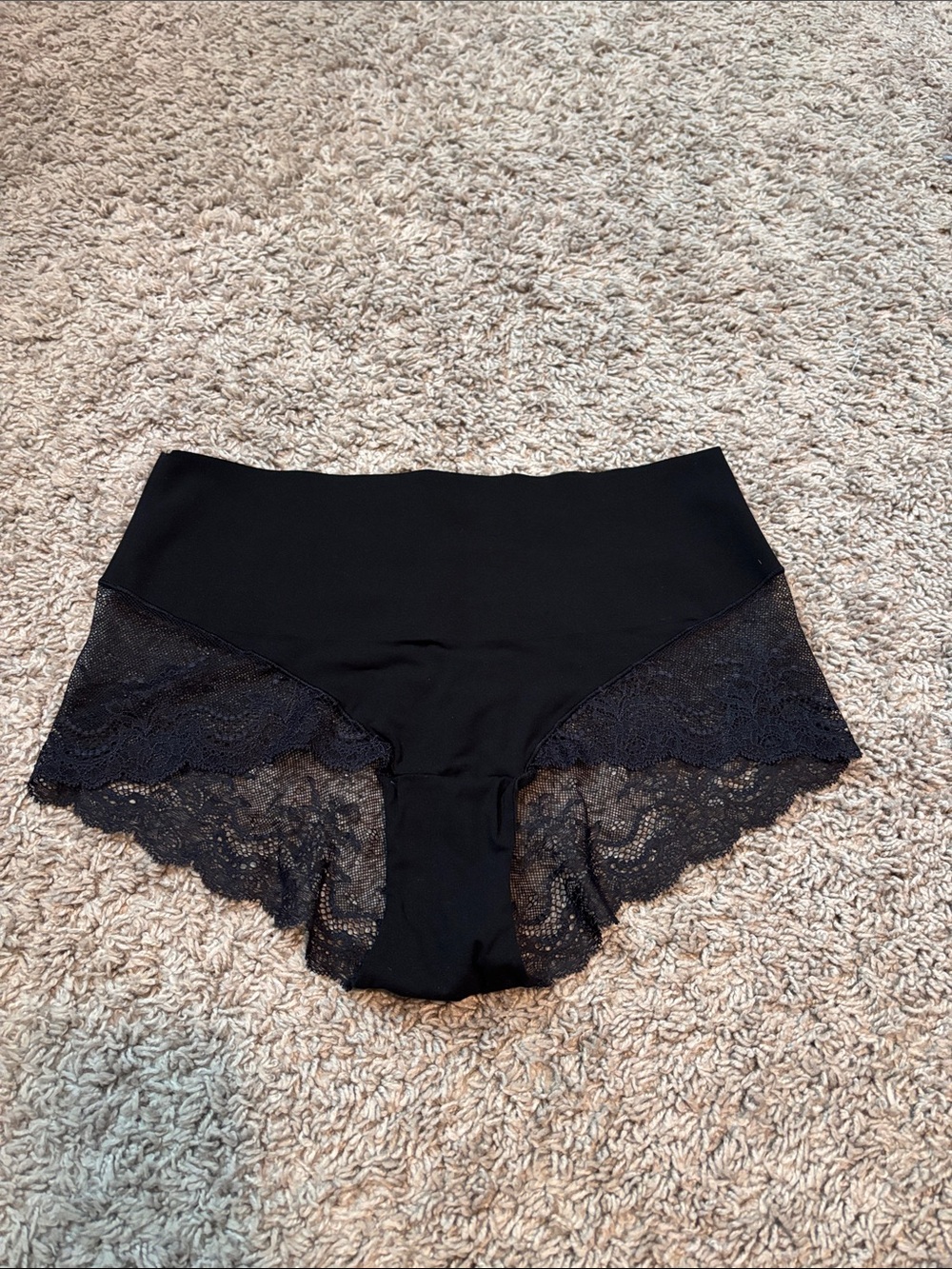 SPANX Black Lace-Trim High-Waist Boyshort Panty
